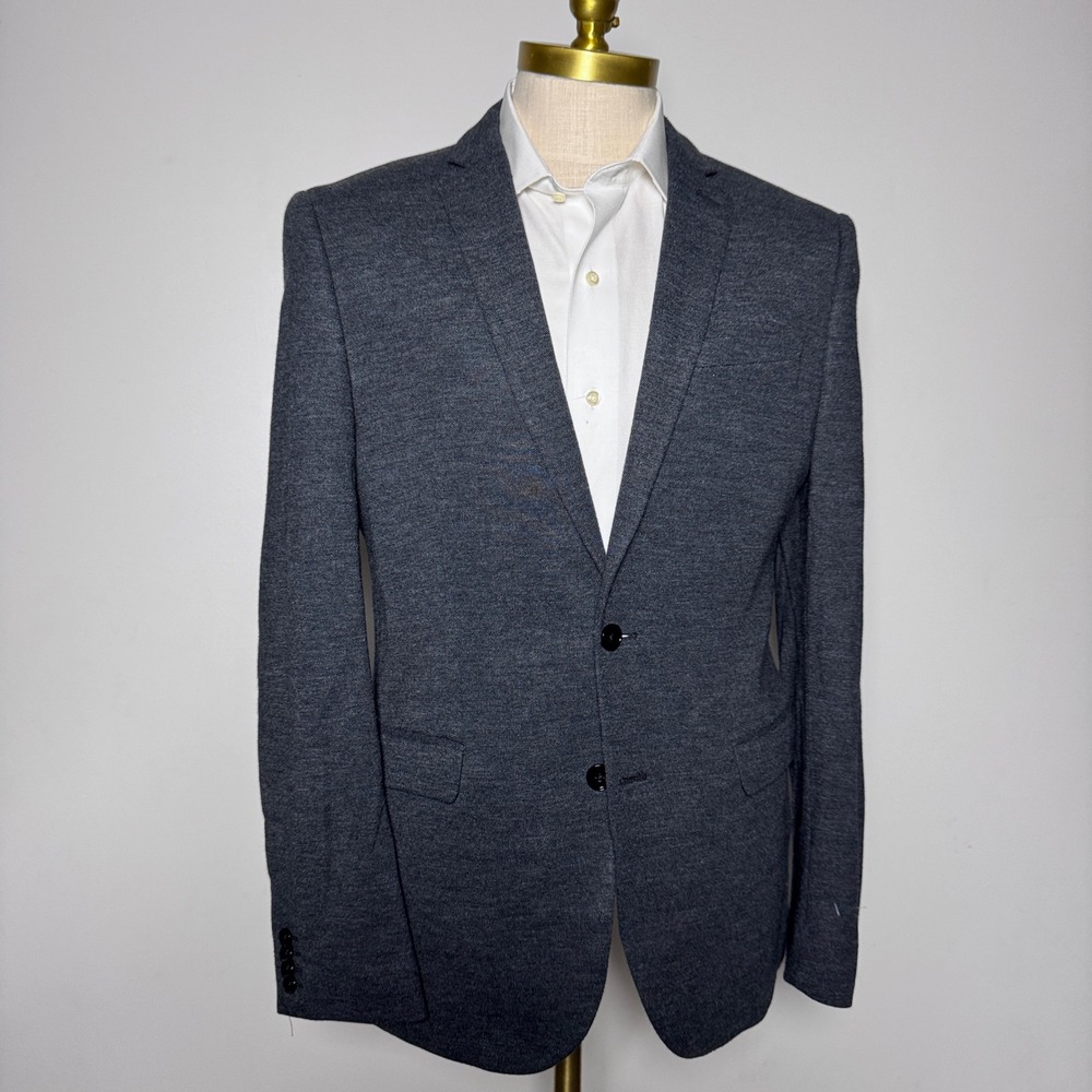 Express Photographer Blazer‎ Mens 40R Charcoal Grey Solid Knit Fitted Jacket